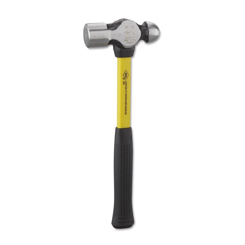 NUPLA Classic Ball Pein Hammer, Fiberglass Handle, 14 in, Carbon Steel 32 oz Head
