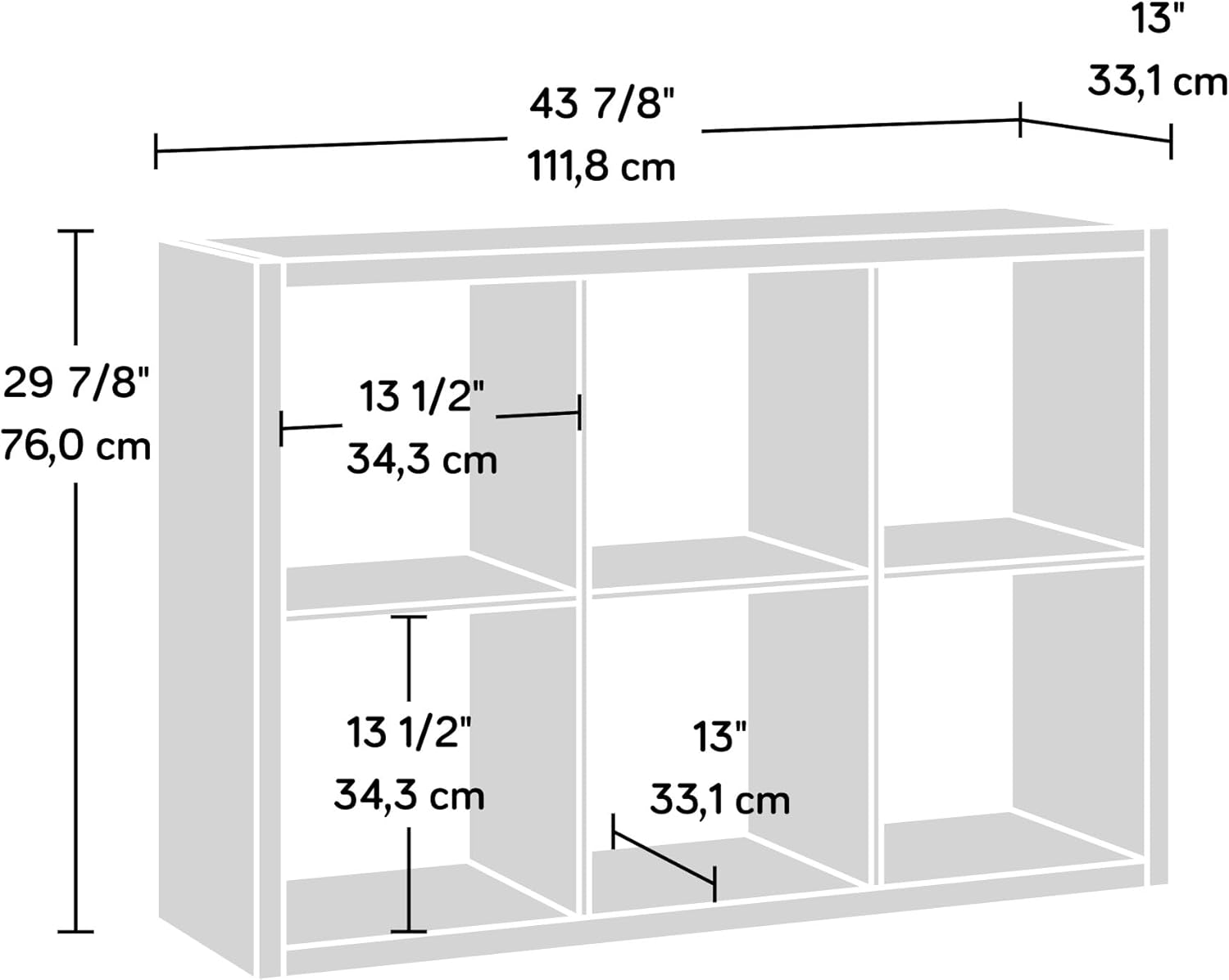 Sauder Select 44inH 6-Cube Organizer Storage Bookcase