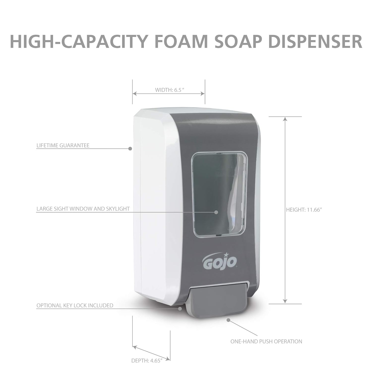 GOJO FMX-20 Push-Style Foam Soap Dispenser, 2000 mL Compatible