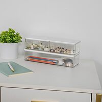 Martha Stewart Grady Stackable Plastic Storage Boxes with Lids, Set of 3