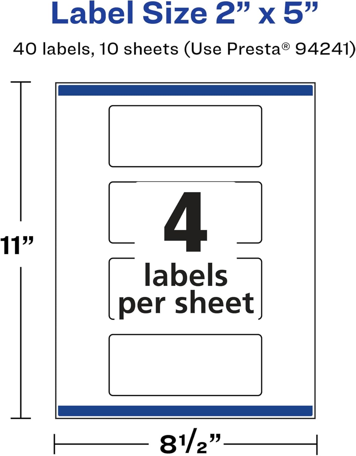 Avery Glossy White Rectangle Labels, Sure Feed Technology, 2" x 5", 40 Glossy White Labels, Print-to-The-Edge