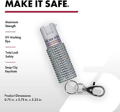 SABRE Jeweled Pepper Spray with Snap Clip, Maximum Strength