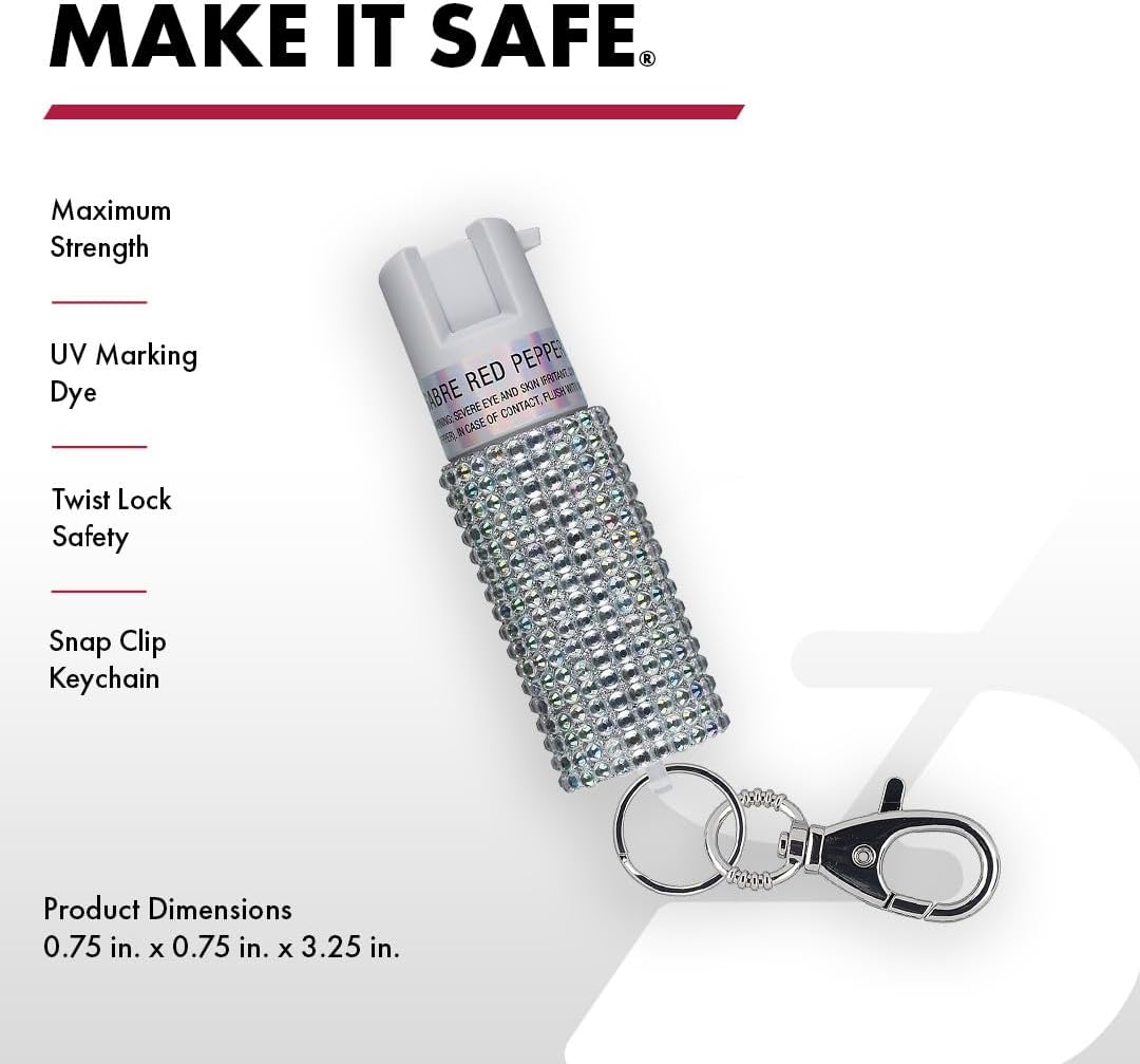 SABRE Jeweled Pepper Spray with Snap Clip, Maximum Strength