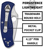 Spyderco Persistence Lightweight Folding Pocket Knife with 2.75 Inch CPM S35VN Steel Blade and Blue FRN Handle - PlainEdge