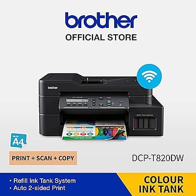 Brother DCP-T820DW Printer - Auto Duplex Printing, Print, Scan, Copy, ADF, WiFi/LAN/USB Brother DCP-T820DW Printer - Auto Duplex Printing, Print, Scan, Copy, ADF, WiFi/LAN/USB