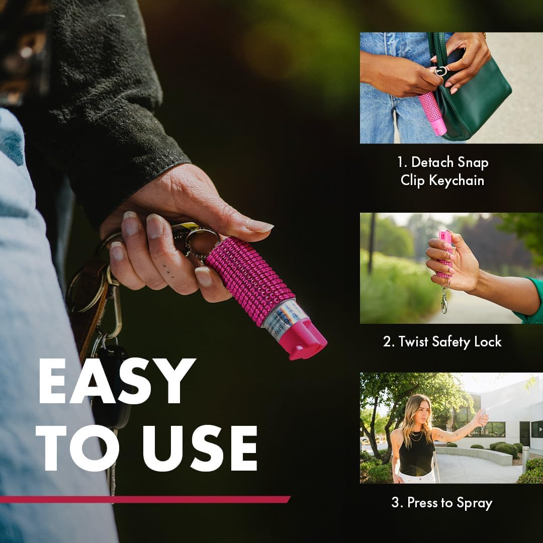 SABRE Jeweled Pepper Spray with Snap Clip, Maximum Strength