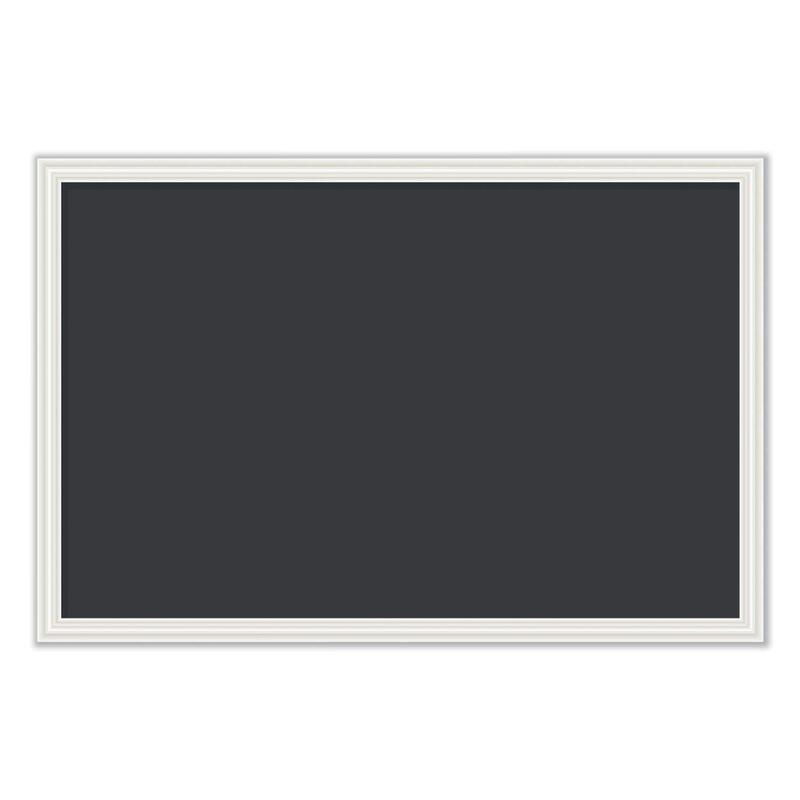 Magnetic Chalkboard with Decor Frame 30 x 20 Black Surface White Wood Frame