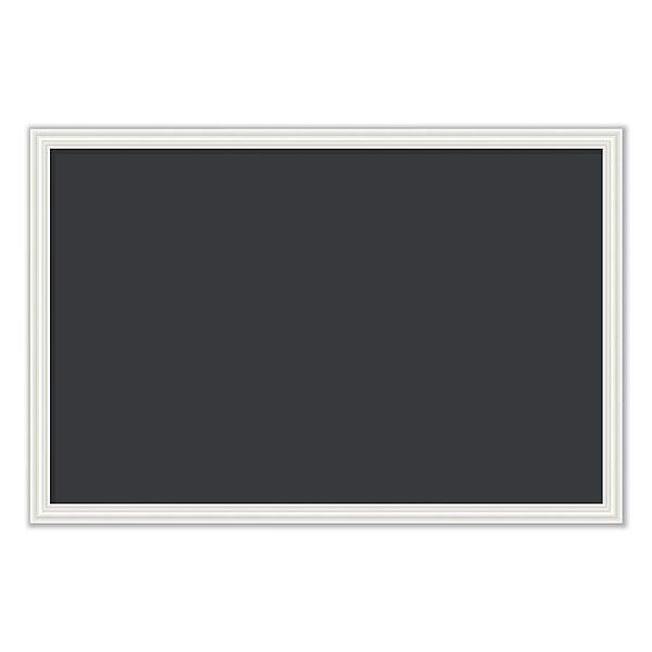 Magnetic Chalkboard with Decor Frame 30 x 20 Black Surface White Wood Frame