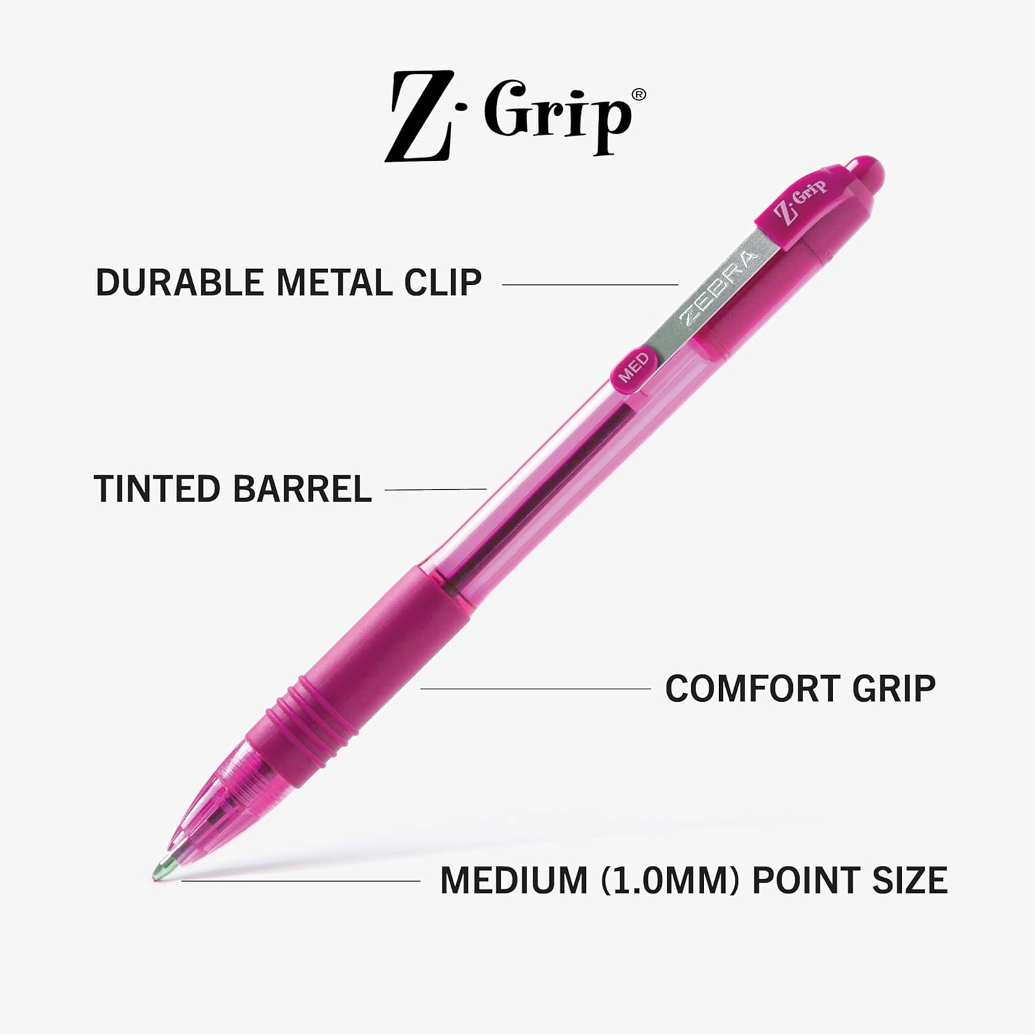 Zebra Pen Z-Grip Retractable Ballpoint Pen, Medium Point 1.0 mm