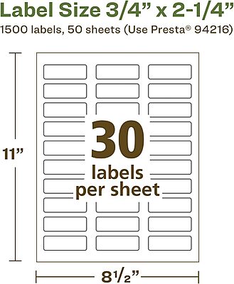 Avery EcoFriendly Matte White Recycled Rectangle Labels 0.75" x 2.25"