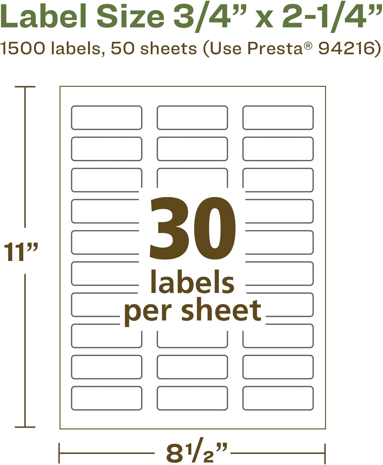 Avery EcoFriendly Matte White Recycled Rectangle Labels 0.75" x 2.25"