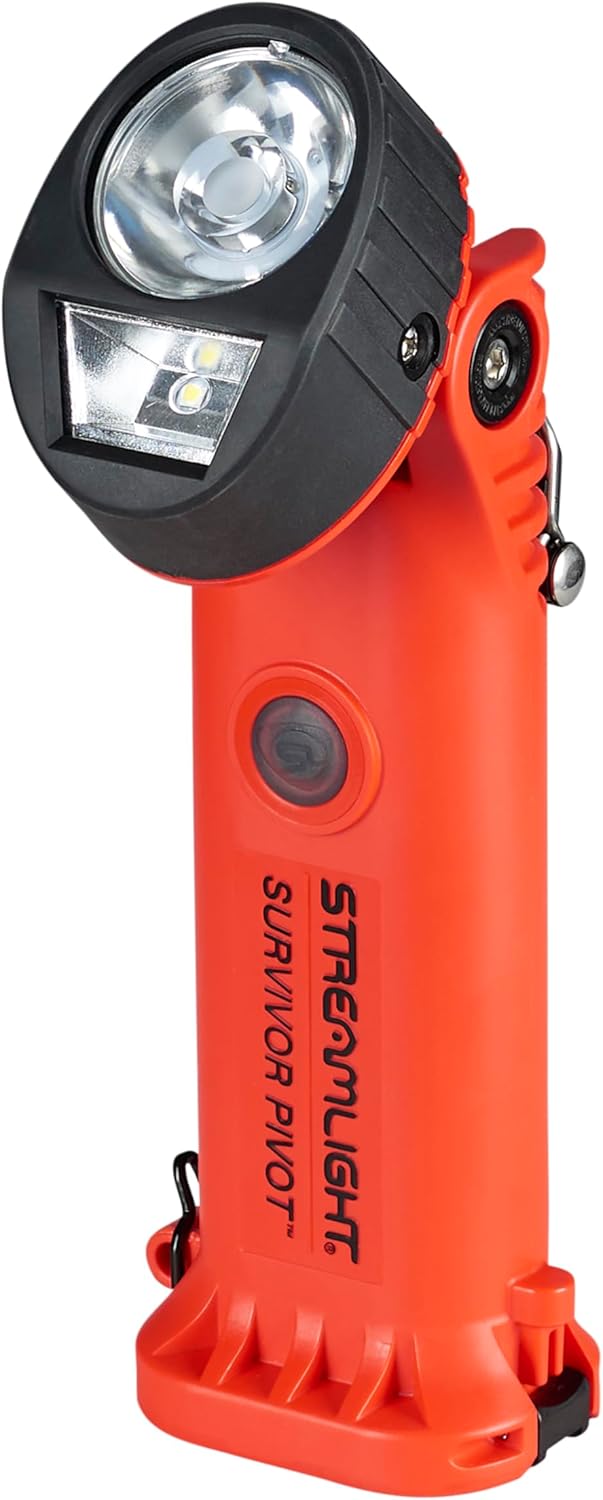 Streamlight 91800 Survivor Pivot 325-Lumen Right Angle Articulating Dual Beam Flashlight with Alkaline Batteries and Clip