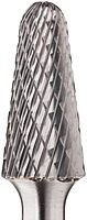 PFERD Tough Series 14 Degree Taper Carbide Bur, Uncoated (Bright) Finish, Double Cut, Radius End, 1/4" Shank