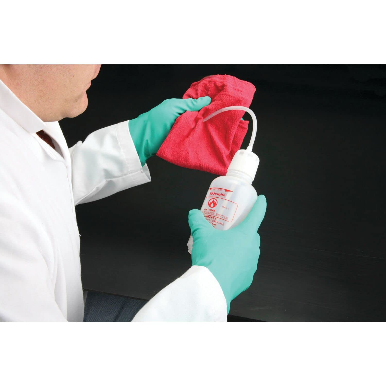 Justrite 14009 16 oz, 3.0" x 7.50" Size Dispensing Bottle 16 ounces Boston Round 1 14009