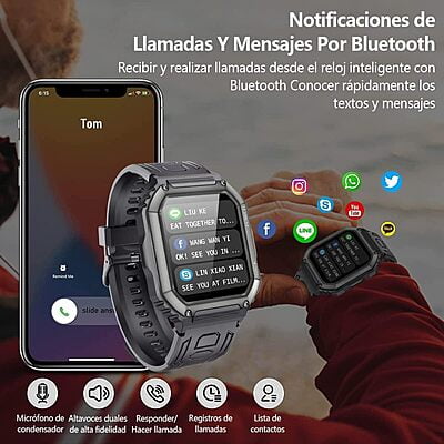 Reloj Inteligente,Smartwatch Militar de 1.8" HD Reloj Inteligente,Smartwatch Militar de 1.8" HD