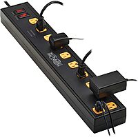 Tripp Lite by Eaton Protect It! TLP1006USB 10-Outlet Surge Protector With 2 Swivel Light Bars And 4 USB Ports, 6ft, Black