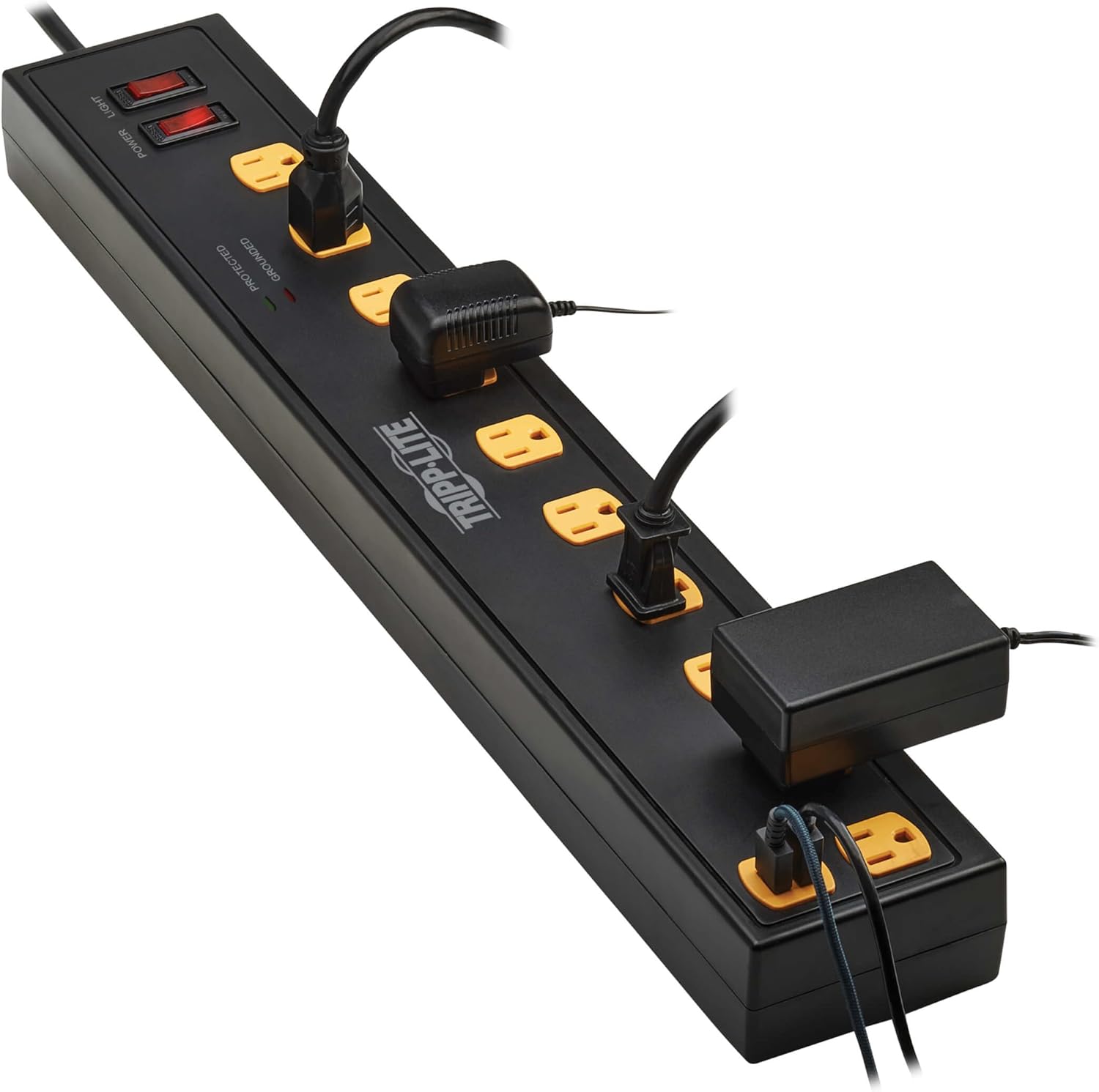 Tripp Lite by Eaton Protect It! TLP1006USB 10-Outlet Surge Protector With 2 Swivel Light Bars And 4 USB Ports, 6ft, Black