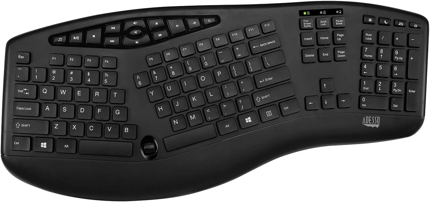 WKB-1600CB TruForm Media Wireless Ergonomic Keyboard & Optical Mouse Combo with 2.4 GHz RF, Split Design