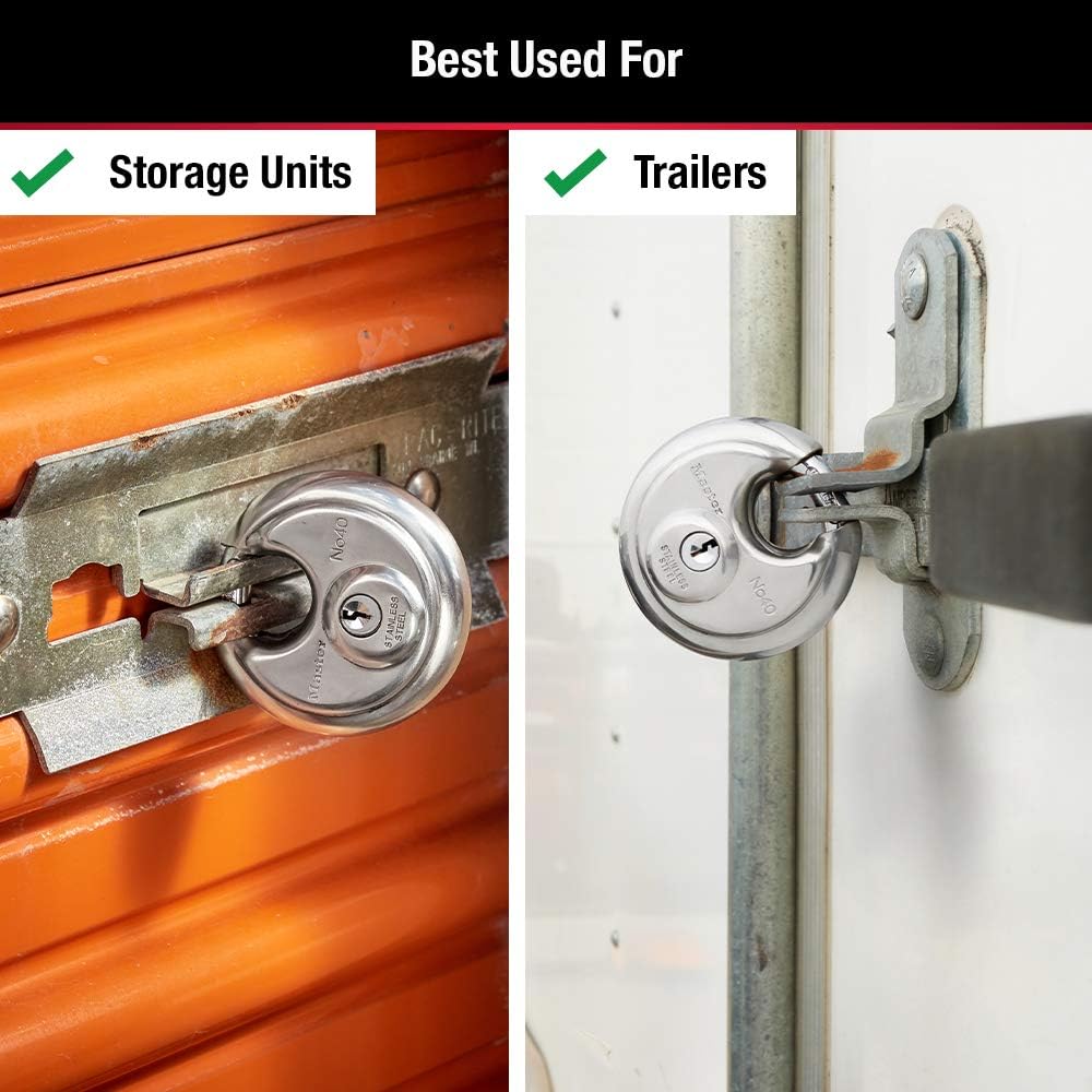 Master Lock 40KADPF Round Padlock with Shielded Shackle, Stainless Steel