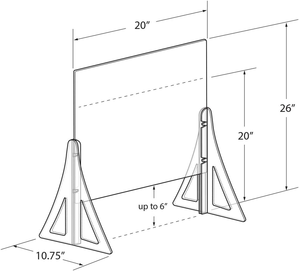 Azar Displays Protective Sneeze Guard for Counter and Desk - Acrylic Plexiglass Barrier (Pack of 2)