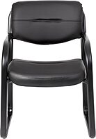 Boss Office Products Leather Sled Base Side Guest Chair, Black