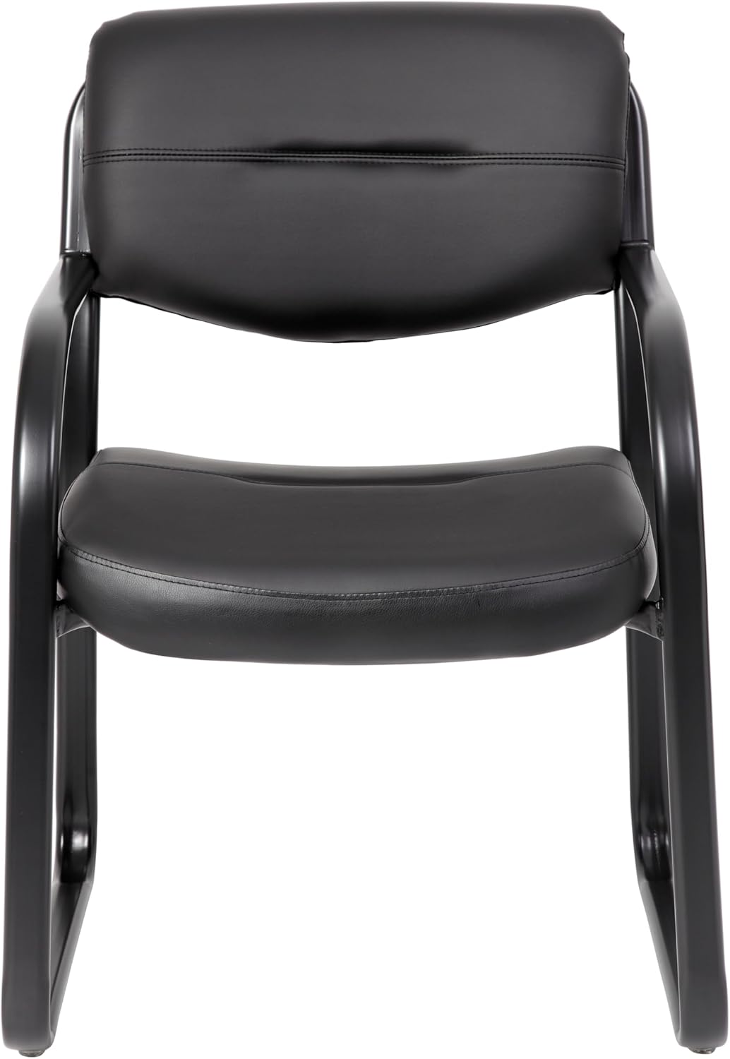 Boss Office Products Leather Sled Base Side Guest Chair, Black