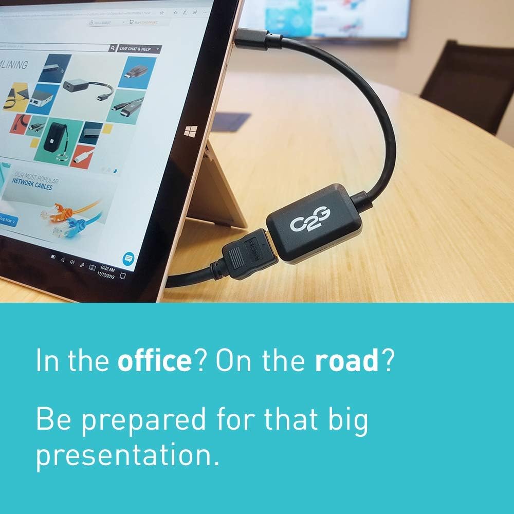 C2G Mini Display Port Adapter, Display Port to HDMI, Male to Female, Black, 8 inches, Cables to Go 54313