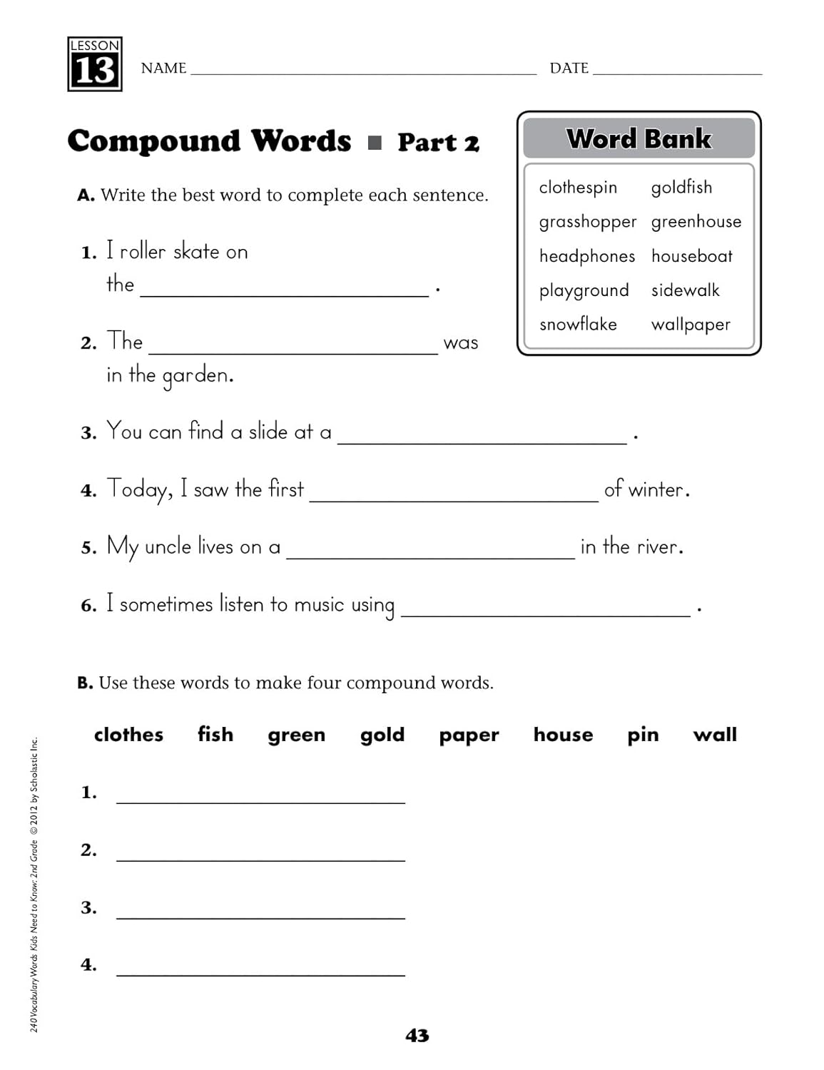240 Vocabulary Words Kids Need to Know: Grade 2: 24 Ready-to-Reproduce Packets Inside! (Teaching Resources)