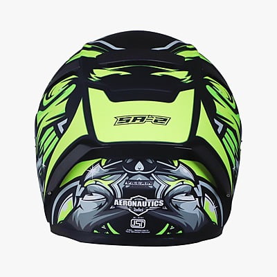 STEELBIRD SA-2 VILLAIN GLOSSY BLACK/NEON C/V (M) + EXTRA GOLD VISOR