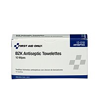 First Aid Only 12-018 Benzalkonium Chloride Wipes, Individually Wrapped, 10 Count