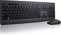 Lenovo Professional Wireless Keyboard and Mouse Combo, 2.4 GHz USB Wireless Receiver, Full Size Ambidextrous Mouse