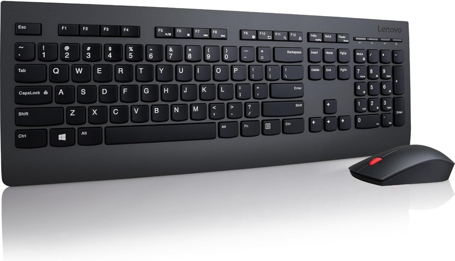 Lenovo Professional Wireless Keyboard and Mouse Combo, 2.4 GHz USB Wireless Receiver, Full Size Ambidextrous Mouse