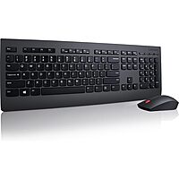 Lenovo Professional Wireless Keyboard and Mouse Combo, 2.4 GHz USB Wireless Receiver, Full Size Ambidextrous Mouse