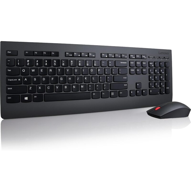 Lenovo Professional Wireless Keyboard and Mouse Combo, 2.4 GHz USB Wireless Receiver, Full Size Ambidextrous Mouse, 24 Month Battery Life, Black