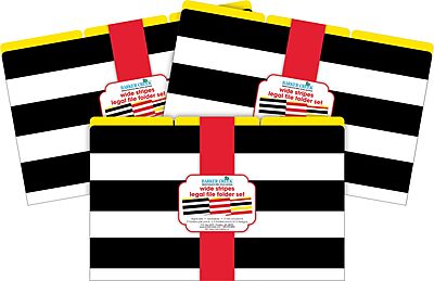 Barker Creek Legal Size Designer File Folders, Wide Stripes, Multicolor, Replace Bland & Boring with Bright & Beautiful Legal File Folders, Tabs are 1/3 Cut, 27 Folders/Pkg, 9 Each of 3 Designs (3902)