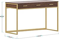 Martha Stewart Ollie Home Office Desk with 3 Drawers