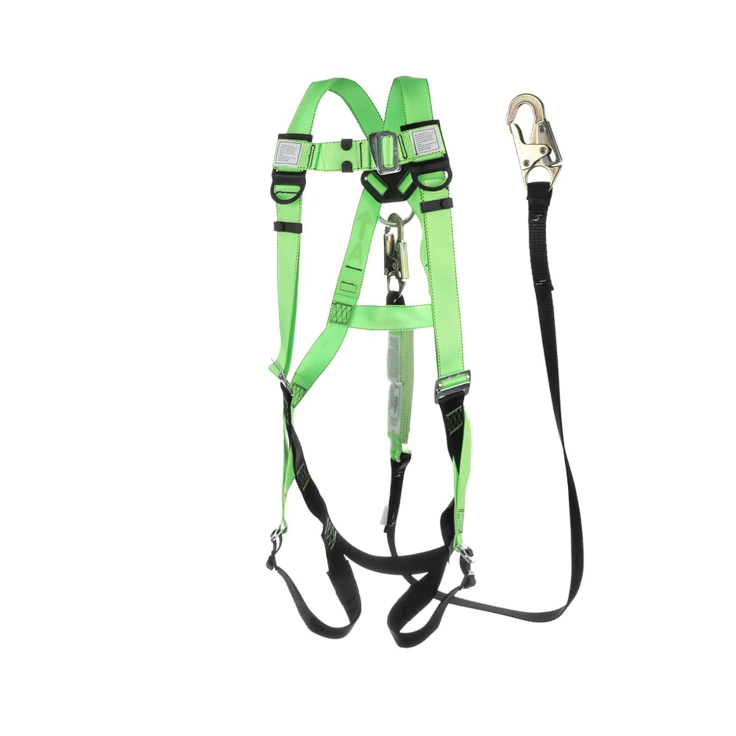 PeakWorks Safety Harness Fall Protection Lanyard Kit – Full Body, Industrial, ANSI Compliant, Adjustable, Hi Vis, 6 FT