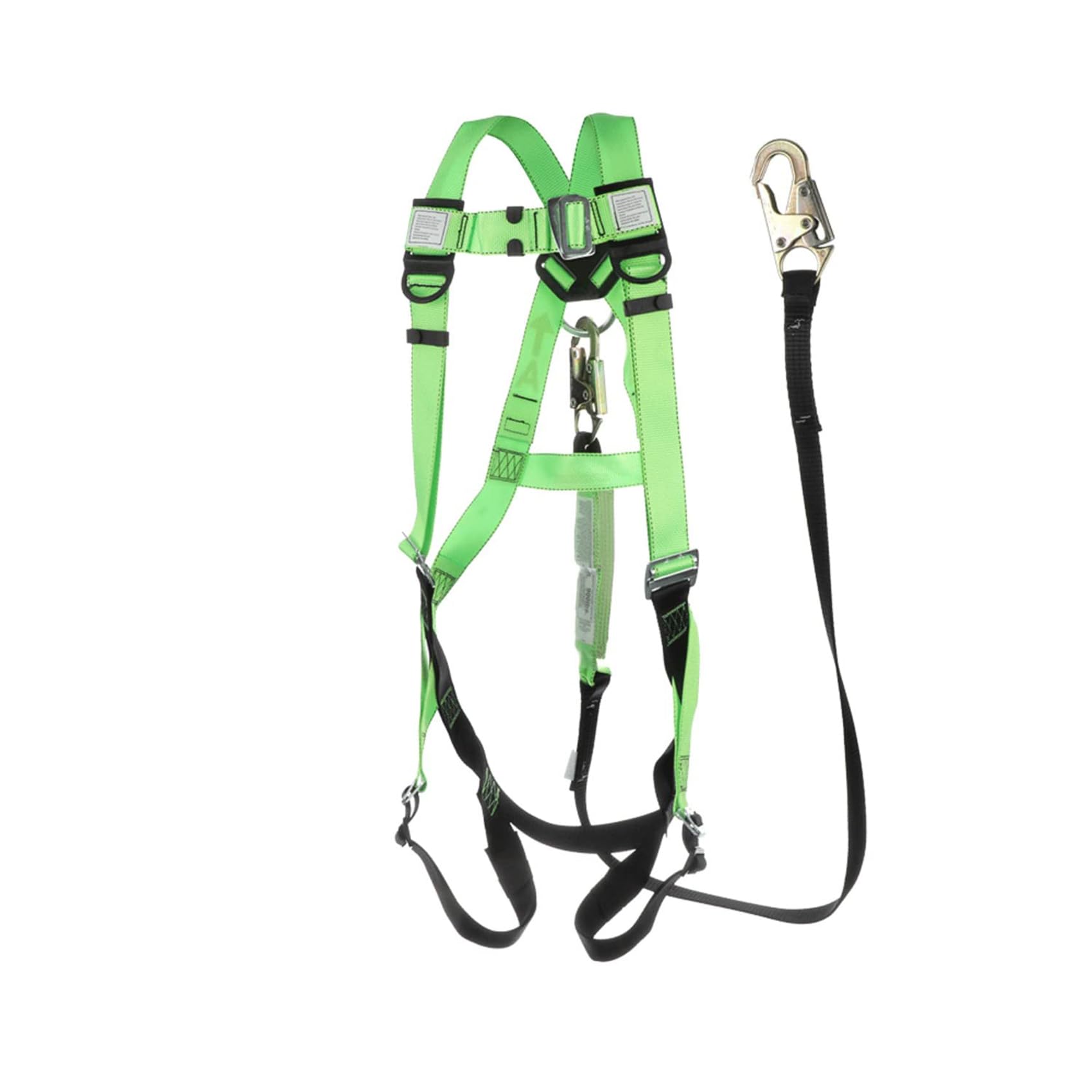 PeakWorks Safety Harness Fall Protection Lanyard Kit – Full Body, Industrial, ANSI Compliant, Adjustable, Hi Vis, 6 FT