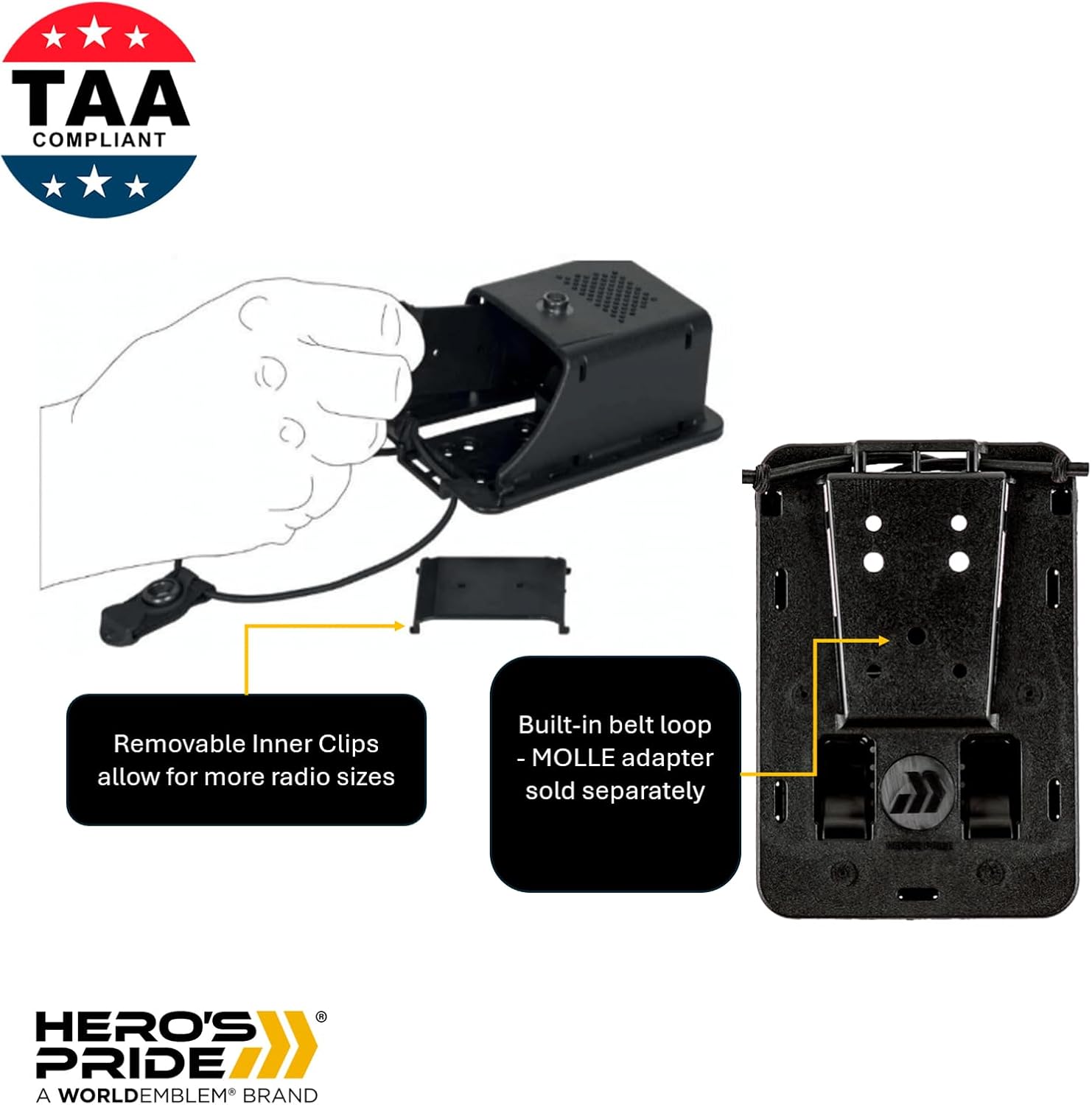 Hero's Pride Edge Radio Holder - Chicago PD Two Way Radio Holster for Duty Belt Up to 2.5" Wide