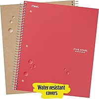 Five Star Spiral Notebook, 1 Subject, Graph Ruled Paper, 100 Sheets, 11" x 8-1/2" Sheet Size, Assorted Colors, Color Selected For You, 1 Count (06190)