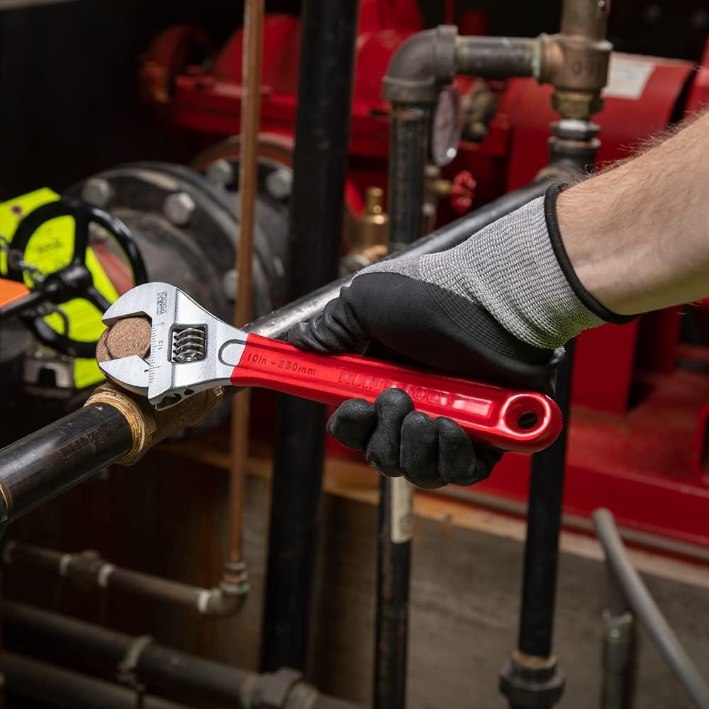 Klein Tools D507-10 Adjustable Drive Wrench, Forged with Extra Capacity Jaw and High Polish Chrome Finish