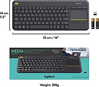 Logitech K400 Plus Wireless Touch TV Keyboard With Easy Media Control and Built-in Touchpad