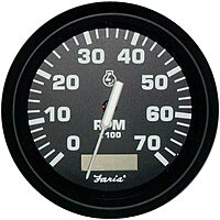 FARIA BEEDE 32840 Euro Tachometer with Hourmeter (7000 RPM) Gas - 4"", Black