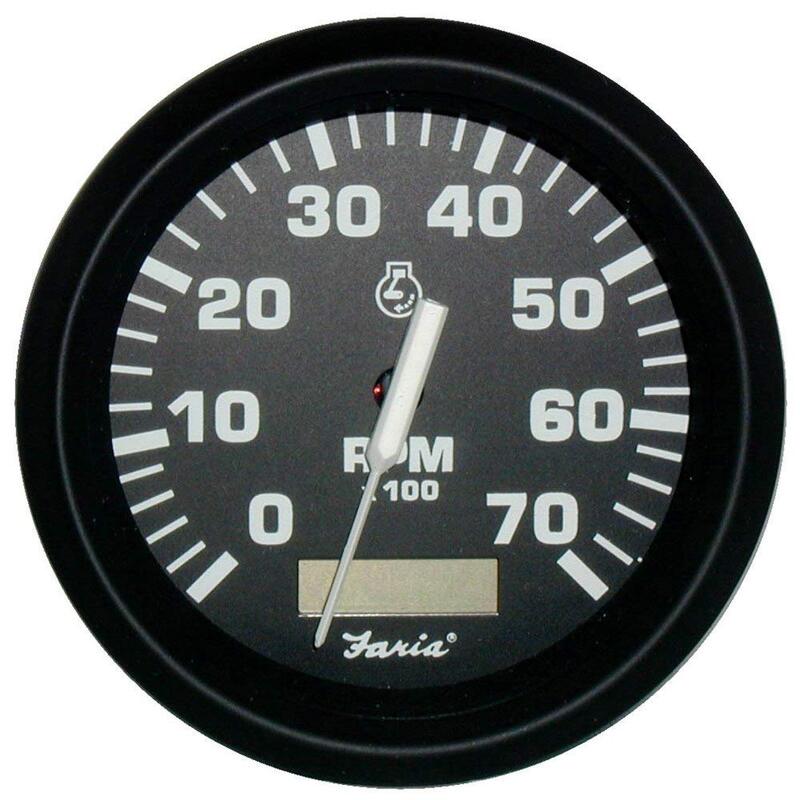 FARIA BEEDE 32840 Euro Tachometer with Hourmeter (7000 RPM) Gas - 4"", Black