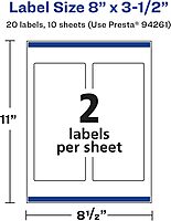 Avery Glossy White Rectangle Labels, Sure Feed Technology, 8" x 3.5", Print-to-The-Edge, Permanent Adhesive, Laser/Inkjet Printable