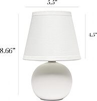SIMPLE DESIGNS LT2008 Mini Ceramic Globe Table Lamp with Fabric Shade
