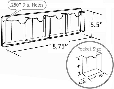 Azar Displays Wall-Mount Brochure Holders, Acrylic, Pack of 2