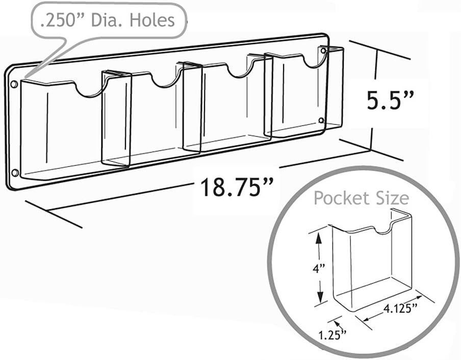 Azar Displays Wall-Mount Brochure Holders, Acrylic, Pack of 2