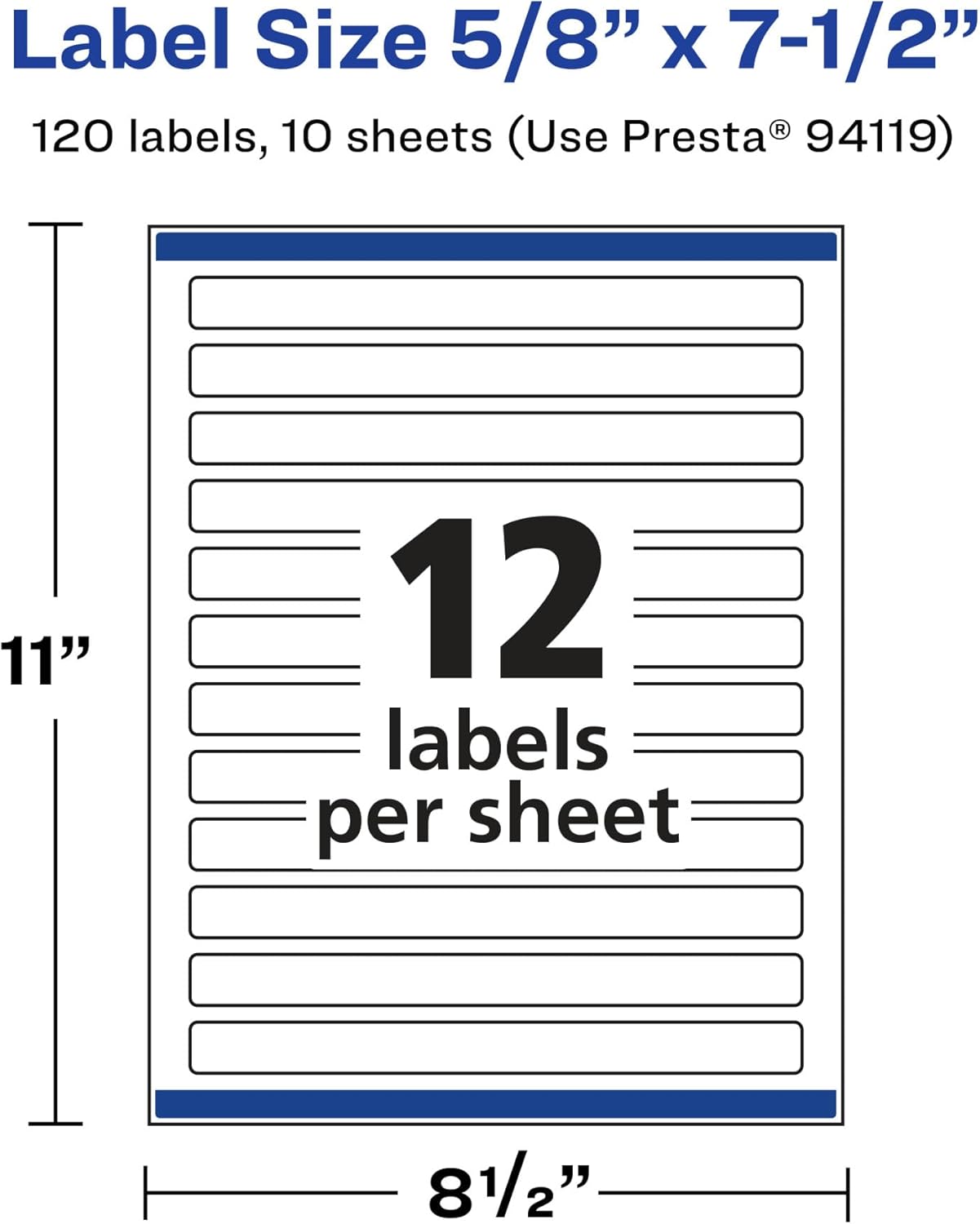 AVERY Glossy Clear Rectangle Labels, Sure Feed Technology, 5/8" x 7-1/2", Print-to-The-Edge, Laser/Inkjet Printable