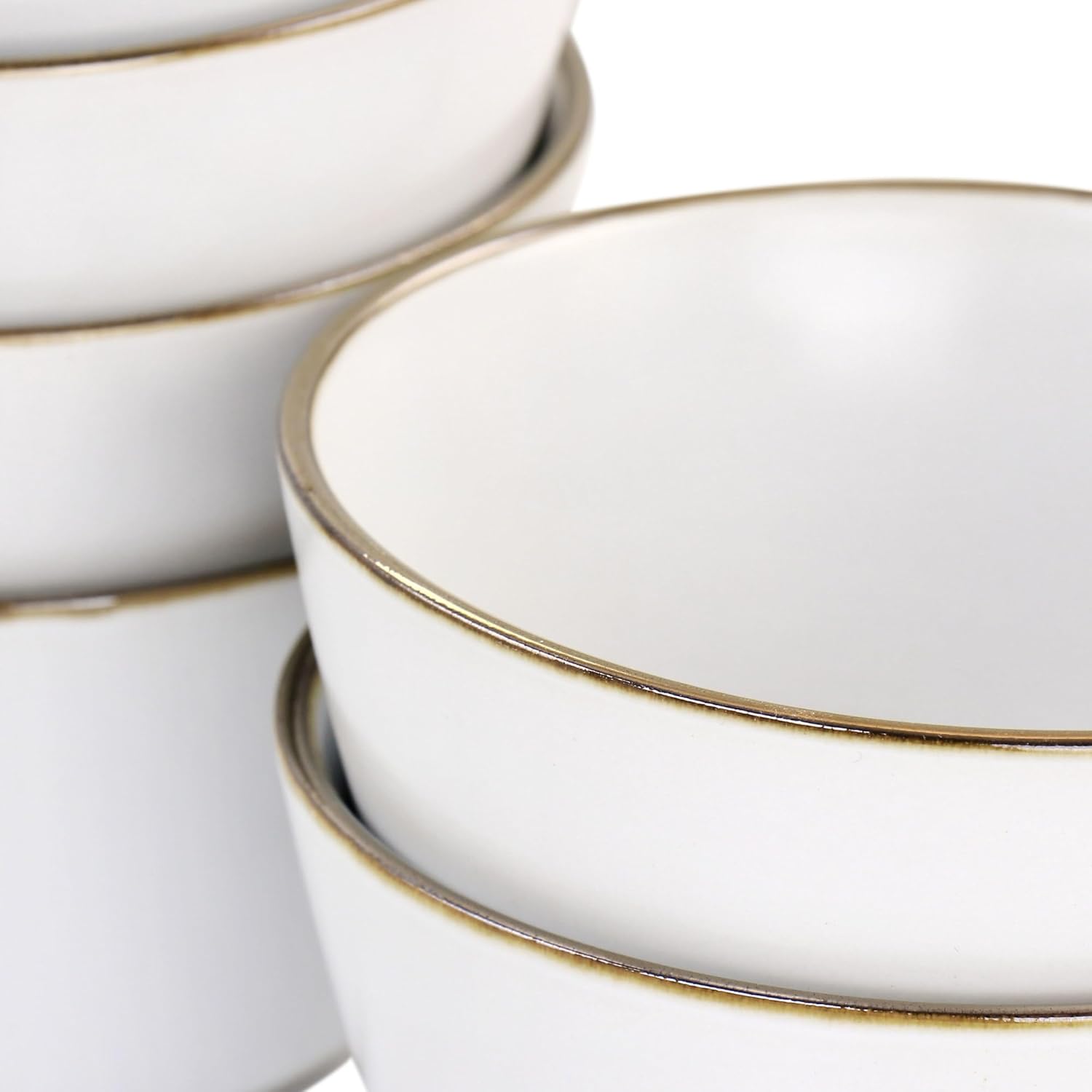ELAMA 6-Piece Stoneware Bowl Set with Gold Rim
